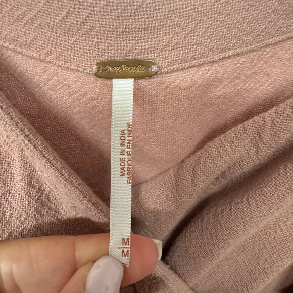 Free People Call It Simple Love Wrap Mini Dress Blush Pink Size Medium Cotton - Picture 4 of 9